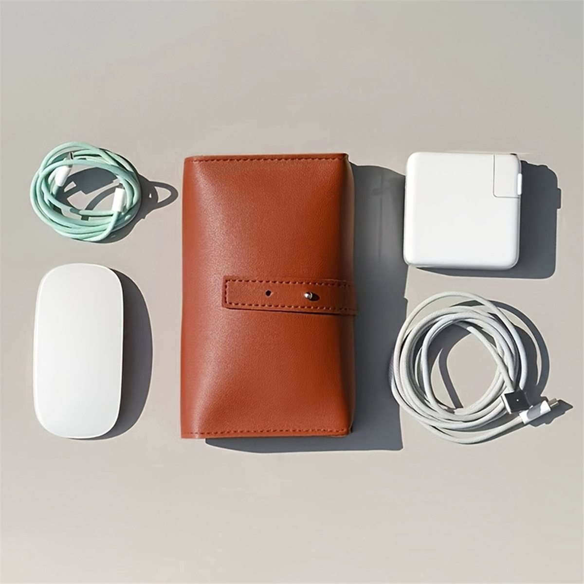 Tech Accessories Storage - (A94Z] PU Multi-Compartment Organizer-Portable Tech School