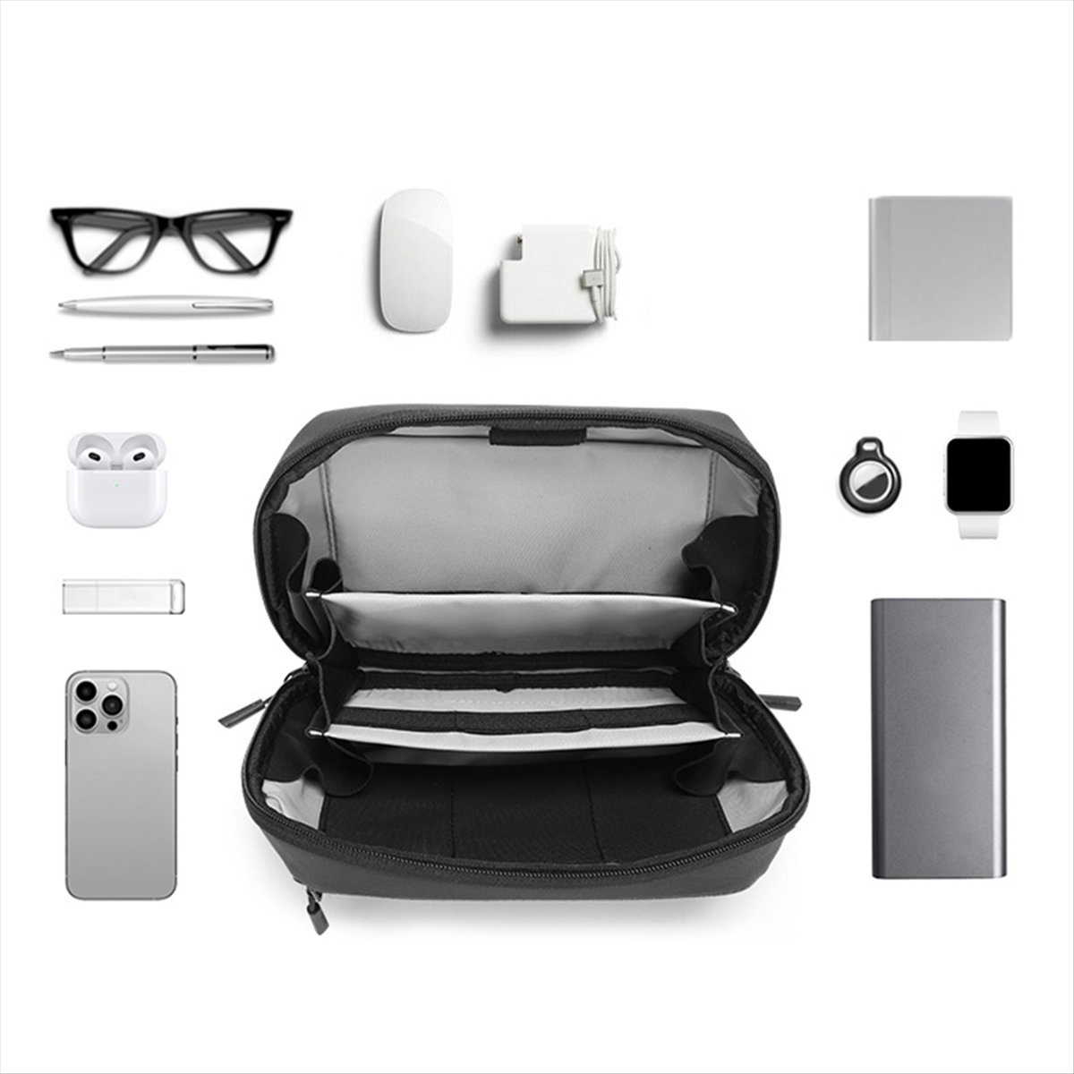 ☶❈＊♥AC1578-Waterproof Tech Pou - Tech Accessories Travel Organizer Pouch ulasan dan harga